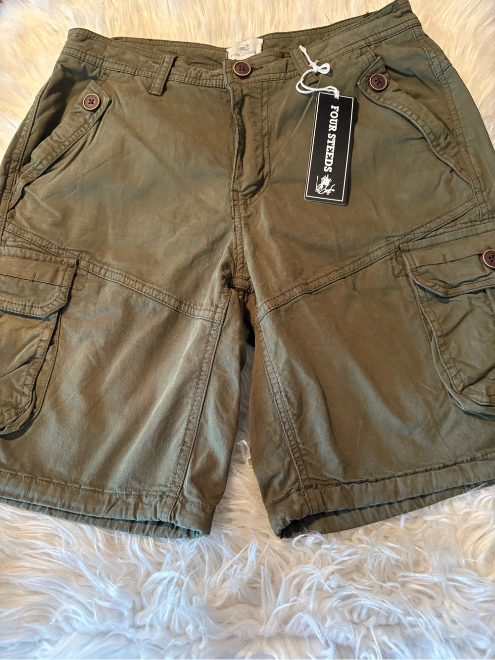Four Steeds Olive Green Women's Cargo Shorts — Utility Style